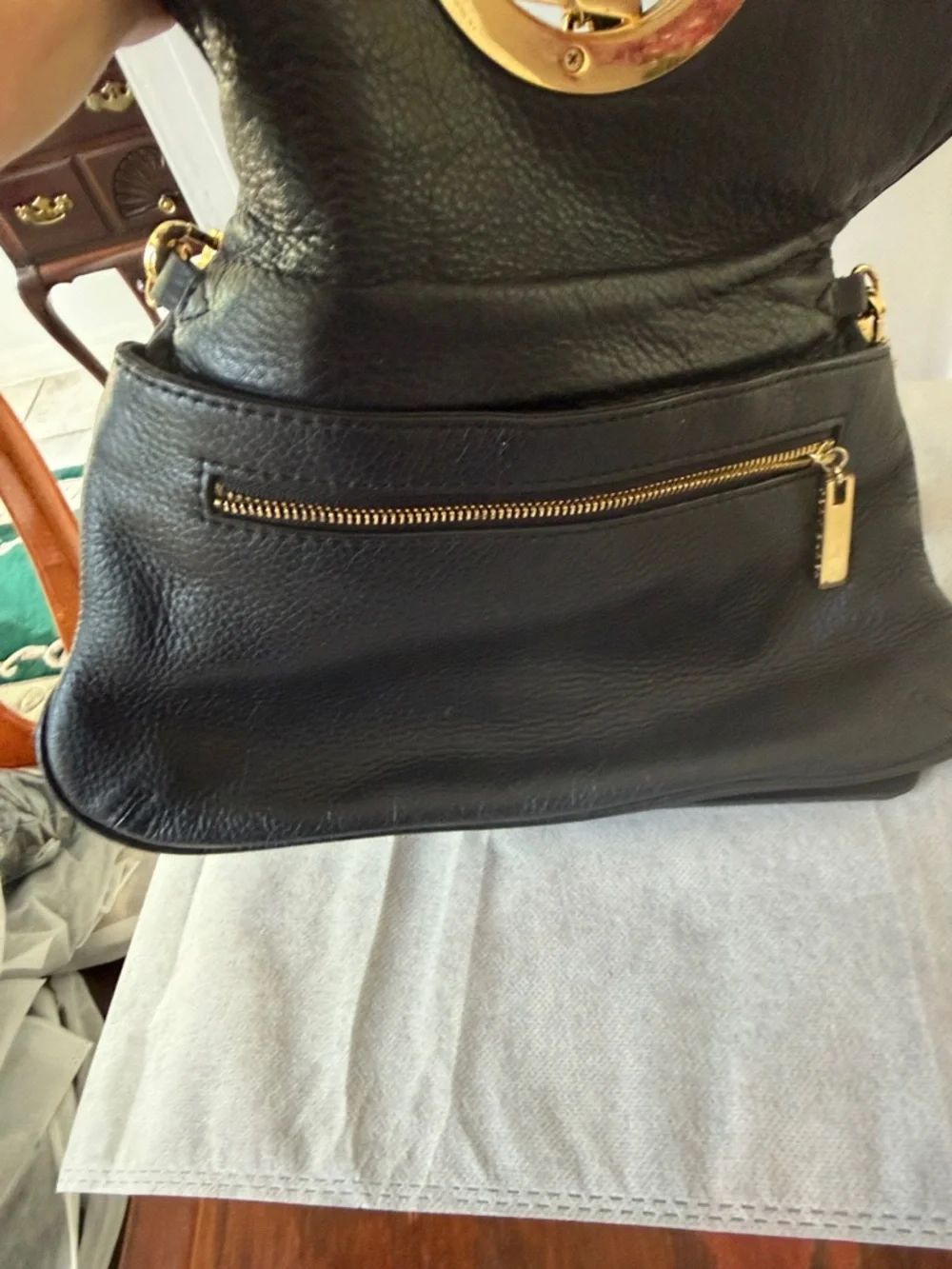 Tory Burch Amanda Convertible Black Pebble Leather Clutch/Crossbody